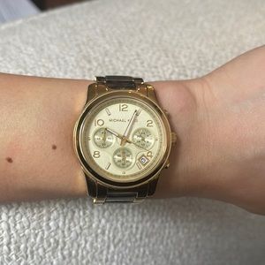 Michael Kors tortoise and gold toned watch